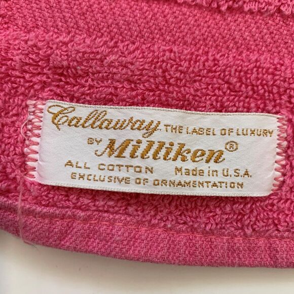 Callaway Milliken Pink Hand Towel Cotton Velour 1970 Retro Made USA Vintage - Picture 4 of 4